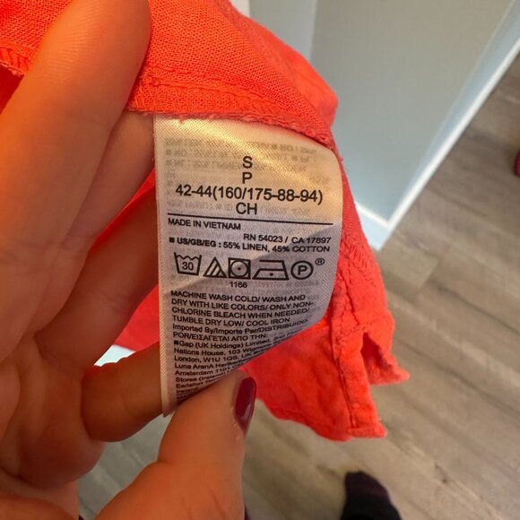 GAP Linen-Blend Easy Shirt Small Coral Pink Button Down - Picture 6 of 6